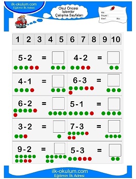 Çocuklar İçin toplam işlemi yaprak testleri 